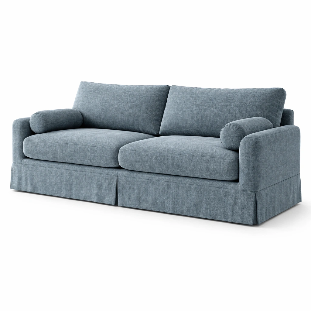 Sofa azul grisaceo 3 plazas con brazos redondos-livaroe